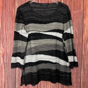 Ming WANG Sweater Top Textured Black Womens Size Large